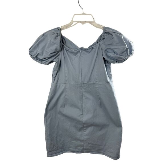 Superdown Blue Short Puff Sleeve Mini Dress Size M V-neck Party - Picture 2 of 11